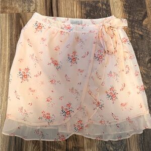 LOFT Floral Chiffon Mini Skirt - Cream and Pink